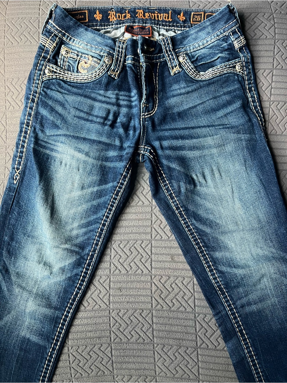 Ankle Skinny Dark Wash Jeans with Striped Lining